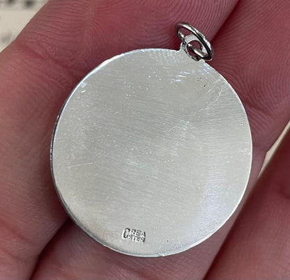 Vintage Sterling Silver Enameled Charm Pendant Medal Graduation