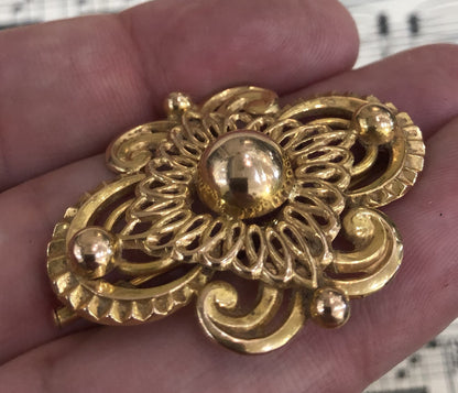 Antique French Art Nouveau 18k Yellow Solid Gold 750 Pin Brooch c1900