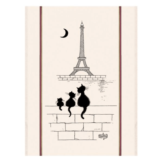 Torchons & Bouchons Tea Towel Eiffel Tower Cats