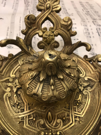 Rare Large Antique French Art Nouveau Bronze Inkwell c1900