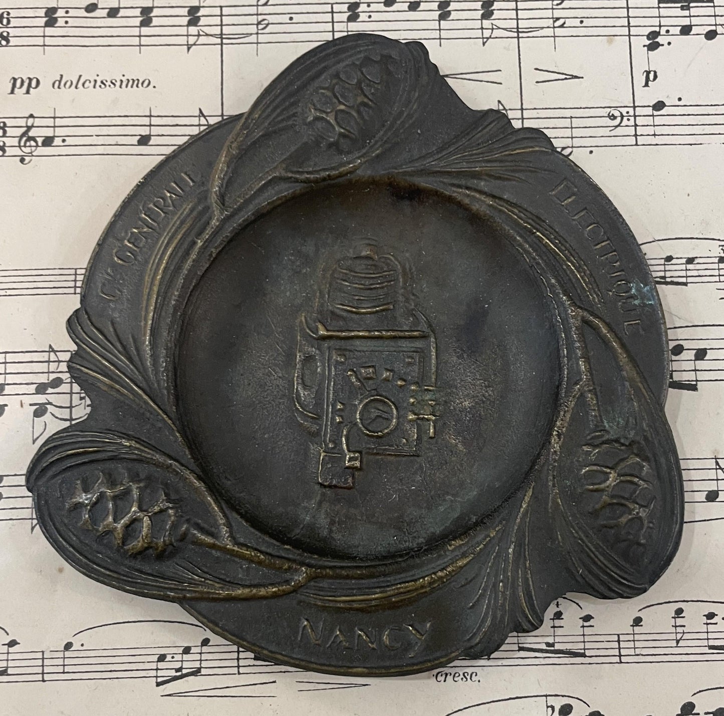 Antique French Art Nouveau Bronze Tray Cie Generale Electrique Nancy c1920