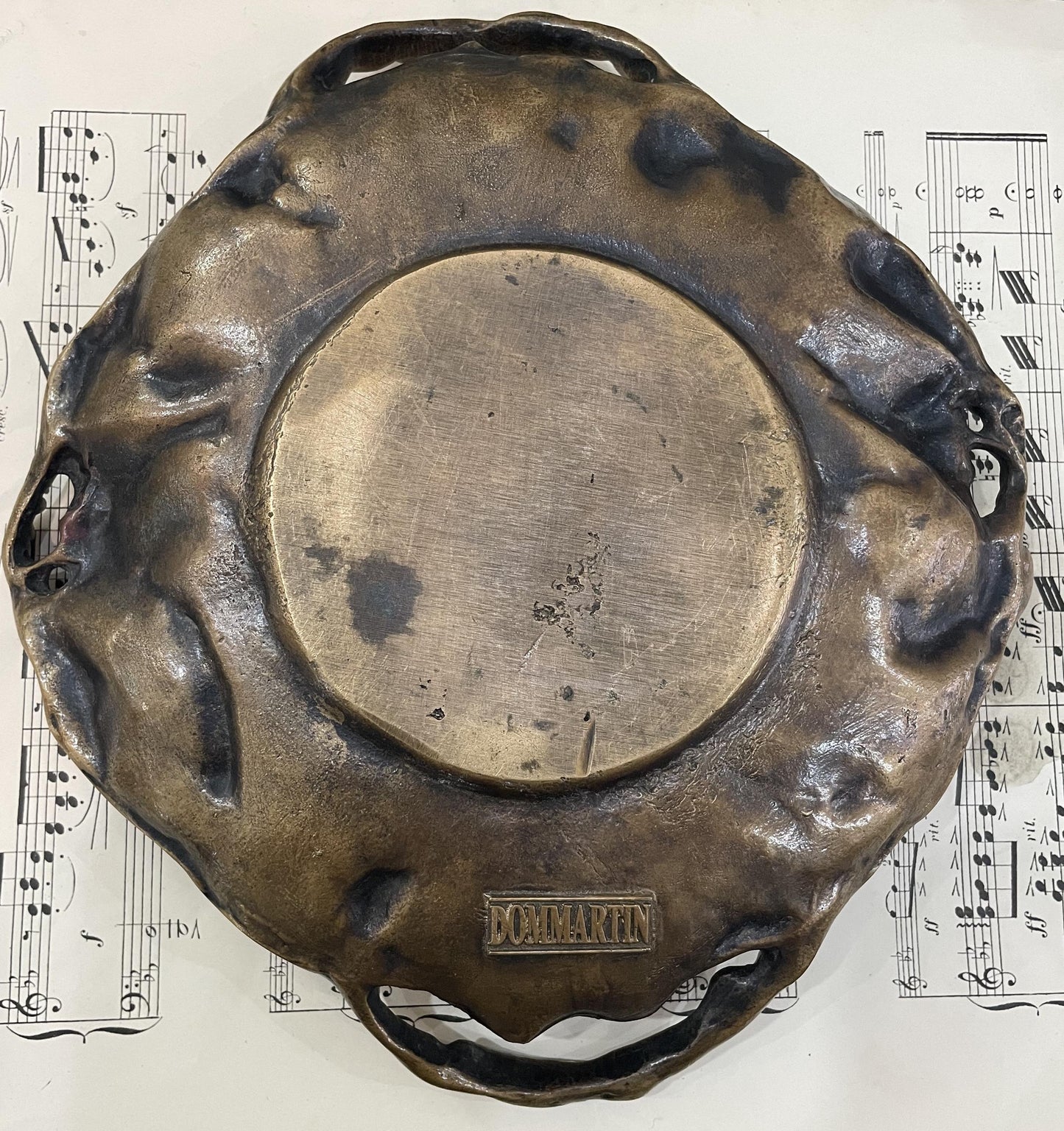 Large Antique French Art Nouveau Bronze Tray with Grapes Vines Signed Dommartin c1920