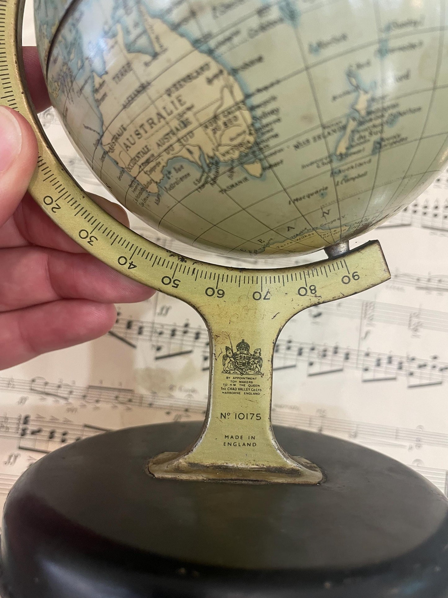 Rare Antique French Tin Globe c1920