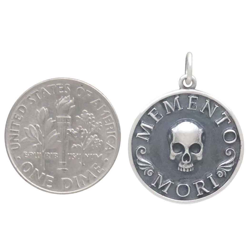 Memento Mori Skull Pendant 24x18mm: Sterling Silver