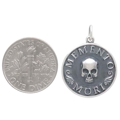 Memento Mori Skull Pendant 24x18mm: Sterling Silver