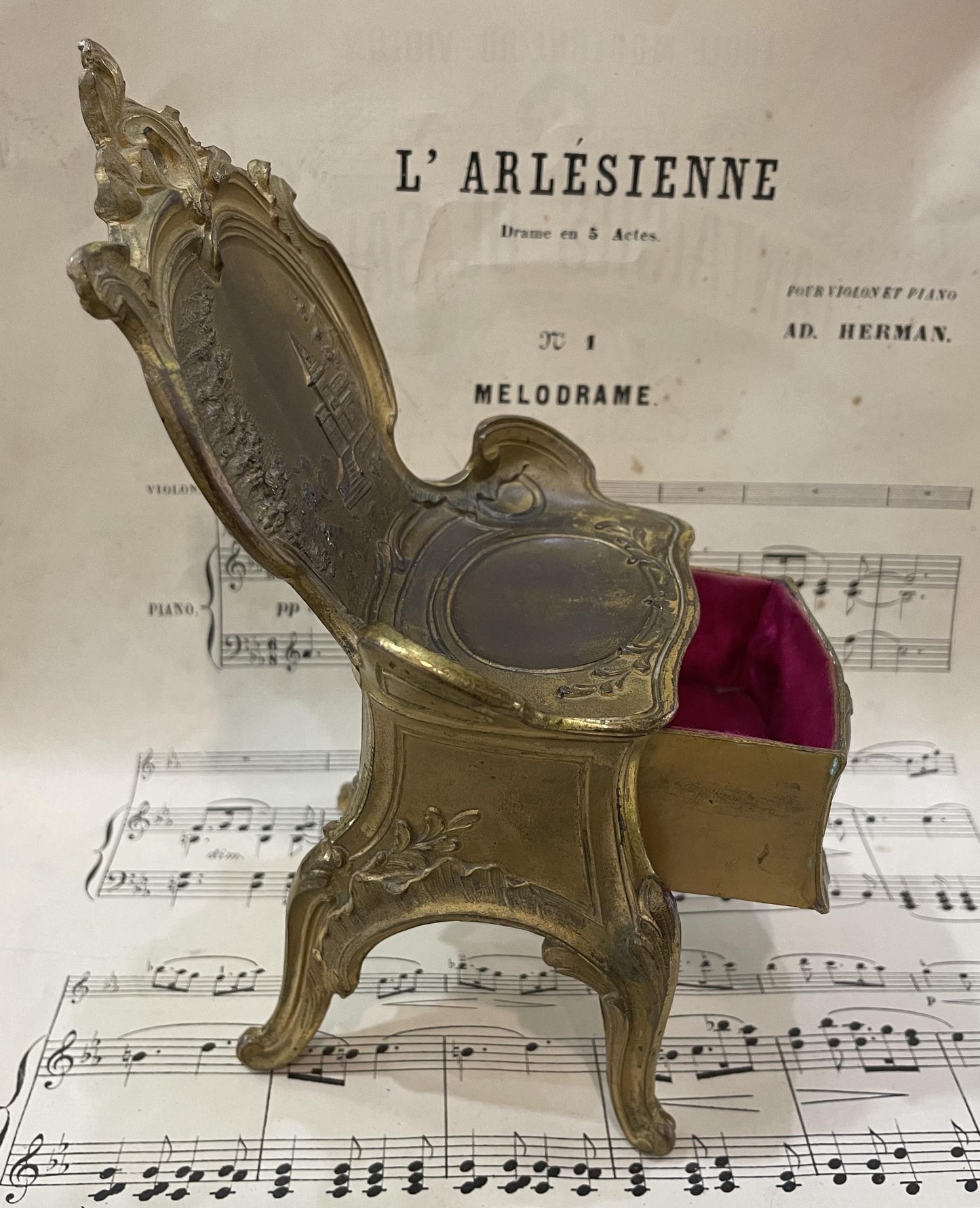 Rare Antique French Furniture Chair Drawer Jewelry Box c1900