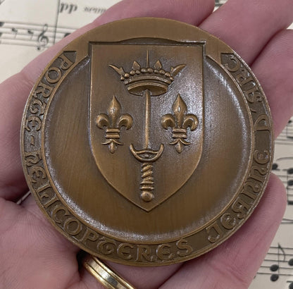 Large Antique French Bronze Joan of Arc Medal Signed Prudhomme c1920