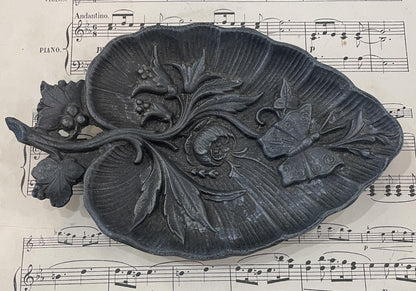 Antique French Art Nouveau Cast Iron Tray Butterfly c1920