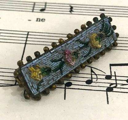 Antique Italian Micromosaic Micro Mosaic Millefiori Brooch c1900