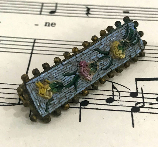 Antique Italian Micromosaic Micro Mosaic Millefiori Brooch c1900