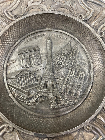 Antique French Art Nouveau Tray Plate Eiffel Tower Paris Monuments 1940
