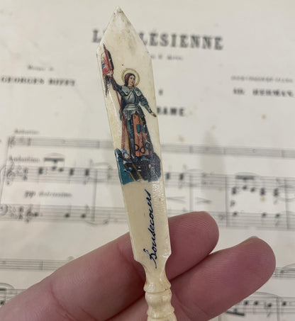 Antique French Bone Dip Pen Joan of Arc c1900