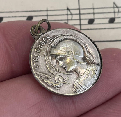 Antique French Art Nouveau Sliding Pendant St George c1920