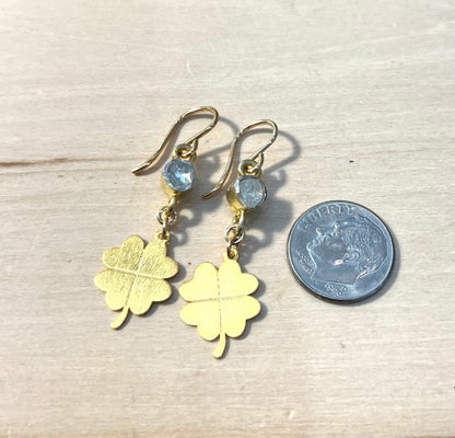 Diamond and Clover earrings goldfilled