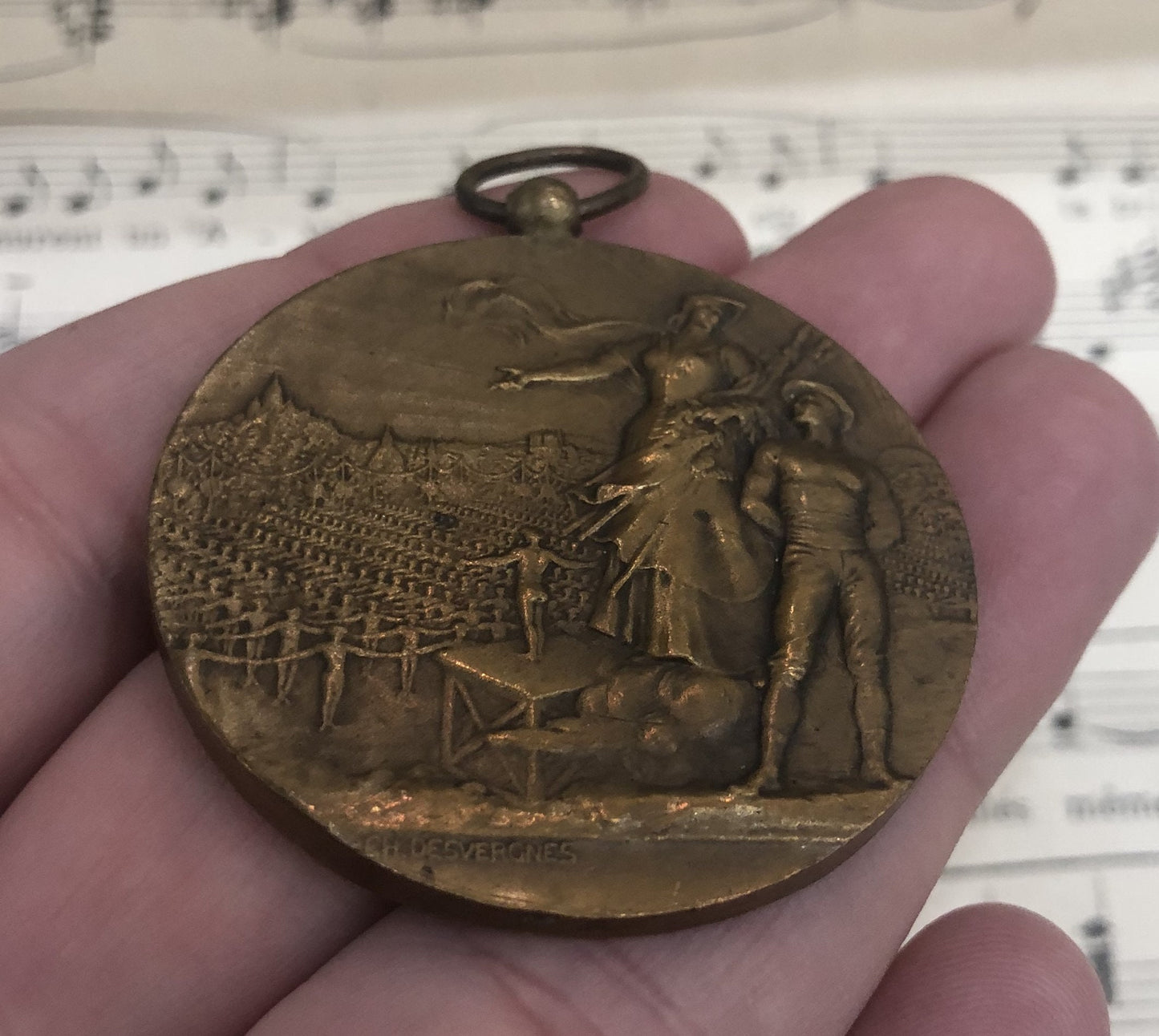 Rare Large Antique French Bronze Medal Gymnastics c1926