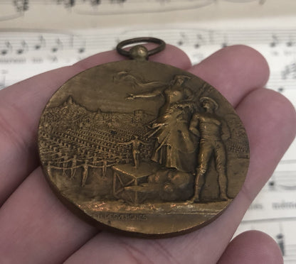 Rare Large Antique French Bronze Medal Gymnastics c1926