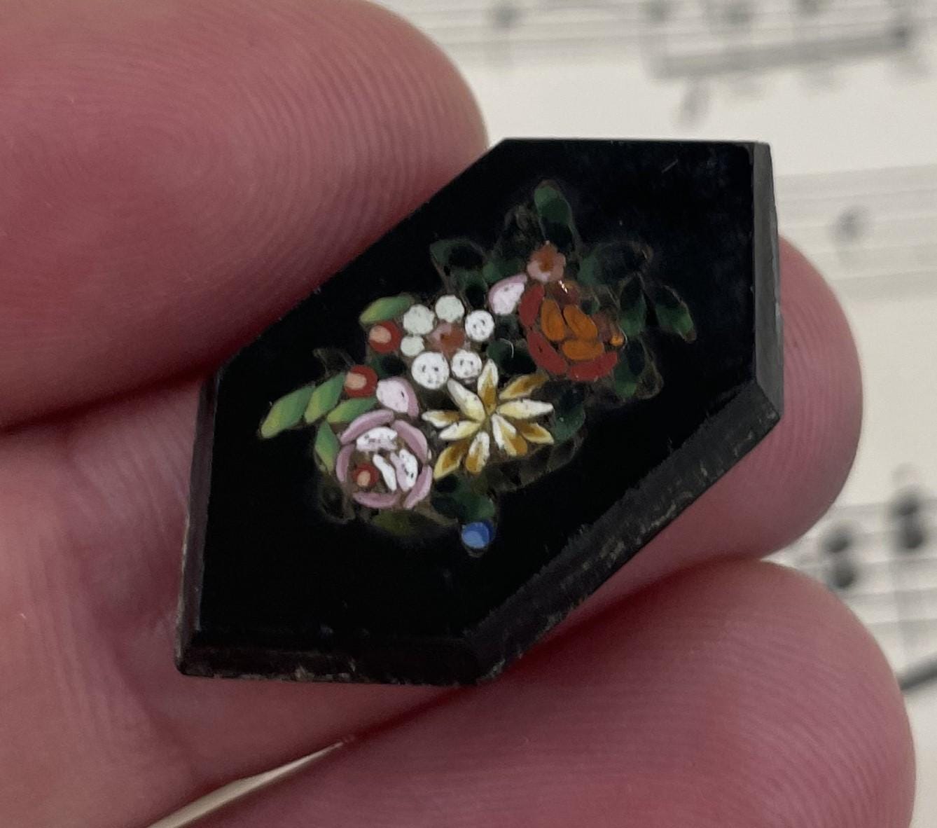 Antique Italian Micro Mosaic Micromosaic Plaque Flowers Millefiori c1900