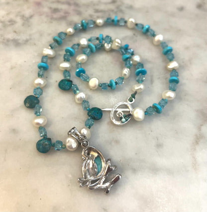 turquoise sterling bluebird of happiness necklace