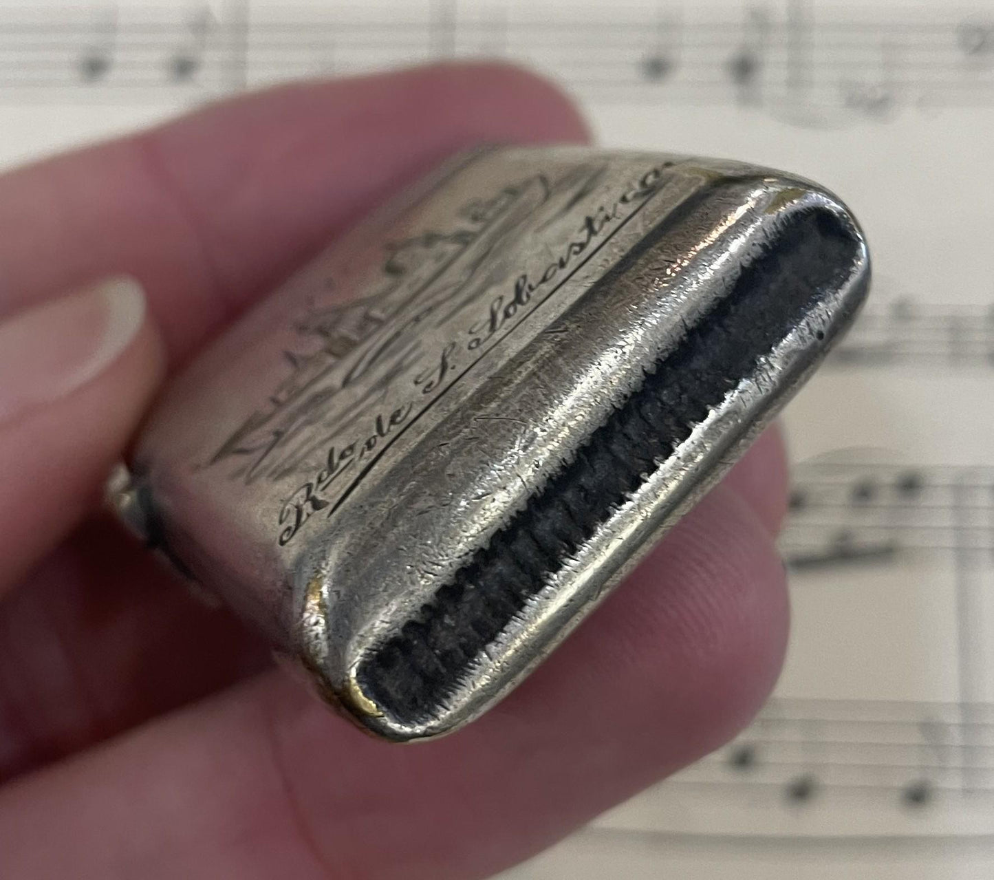 Antique Spanish Silver Plated Match Case Vesta Boat San Sebastian c1900