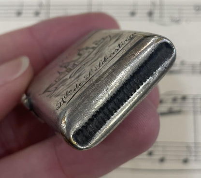 Antique Spanish Silver Plated Match Case Vesta Boat San Sebastian c1900