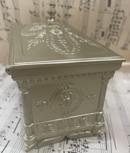 Antique French Jewelry Box with Green Cushion c1940