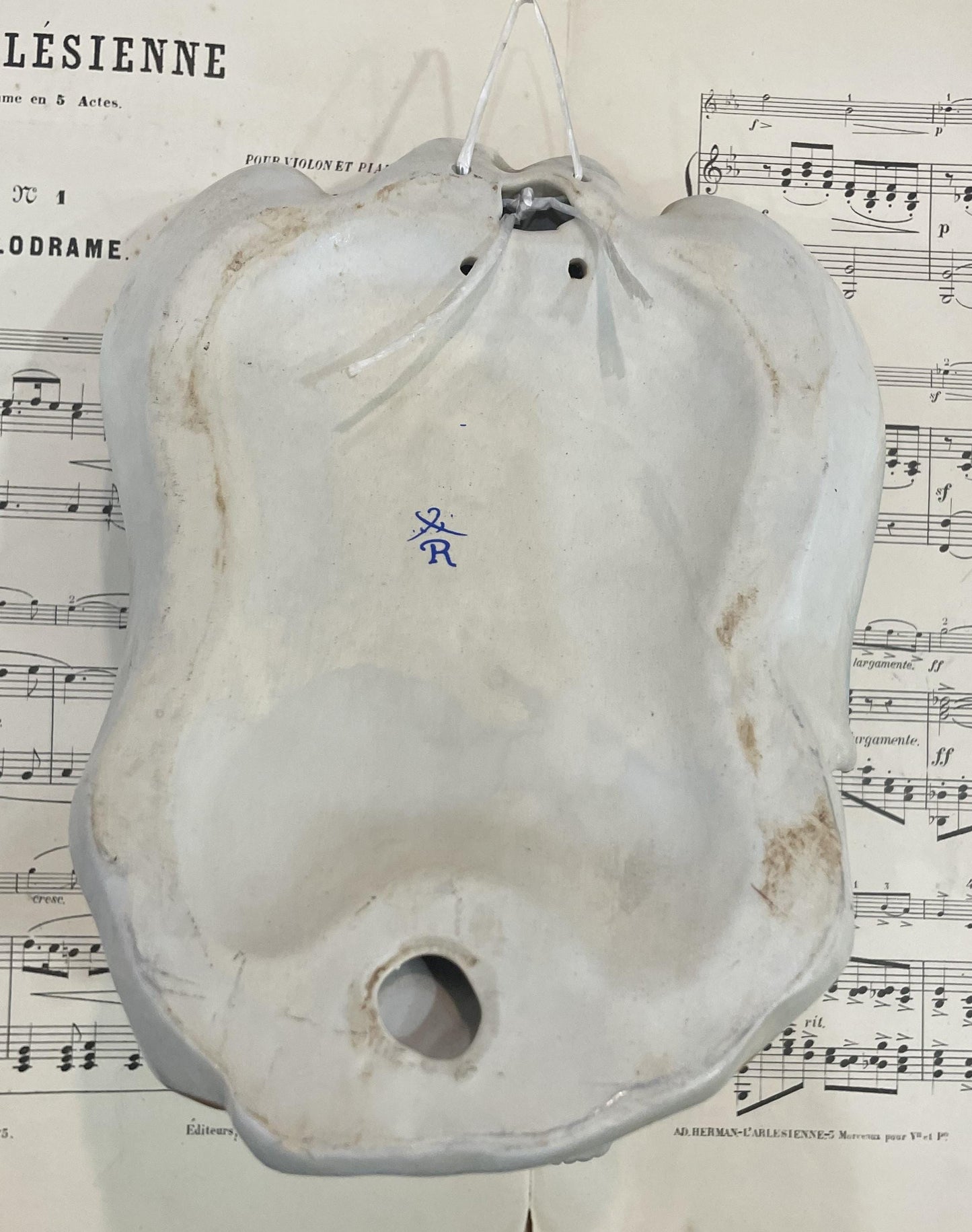 Rare Large Antique French Porcelain Angel Holy Water Font c1880