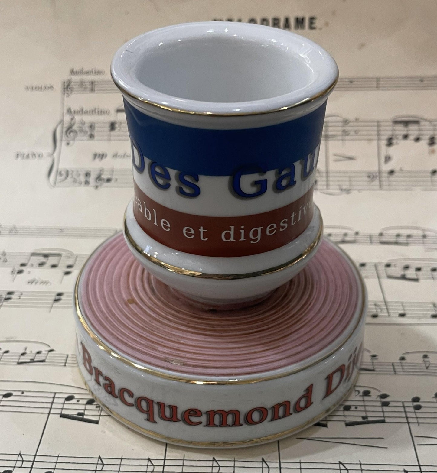 Vintage French Advertising Match Striker Holder Elixir des Gaules Dijon Ceramic Porcelain