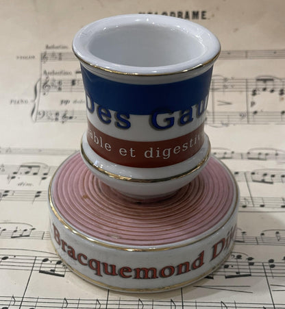 Vintage French Advertising Match Striker Holder Elixir des Gaules Dijon Ceramic Porcelain