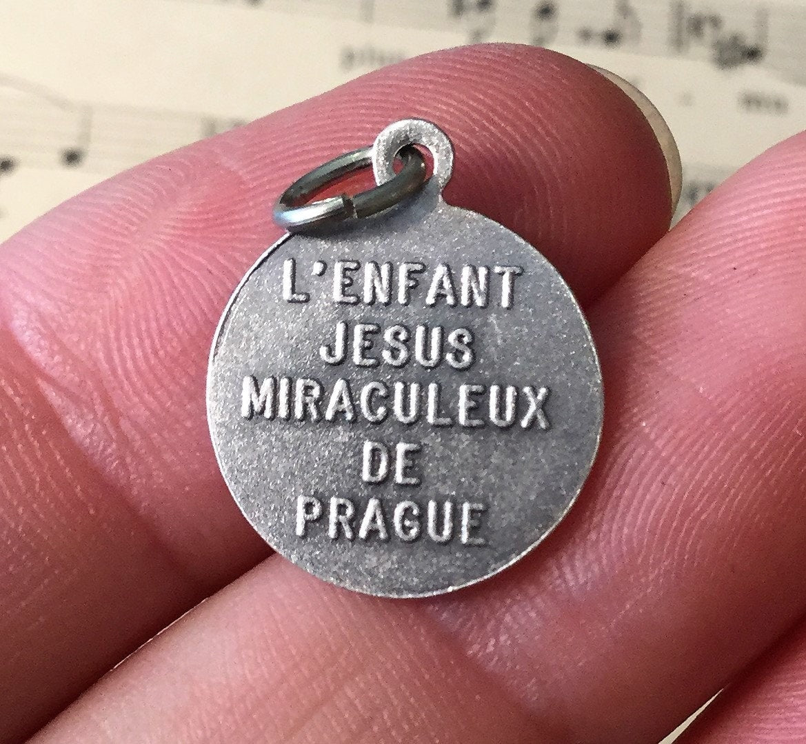 Antique French Infant of Prague Jesus Religious Medal c1940