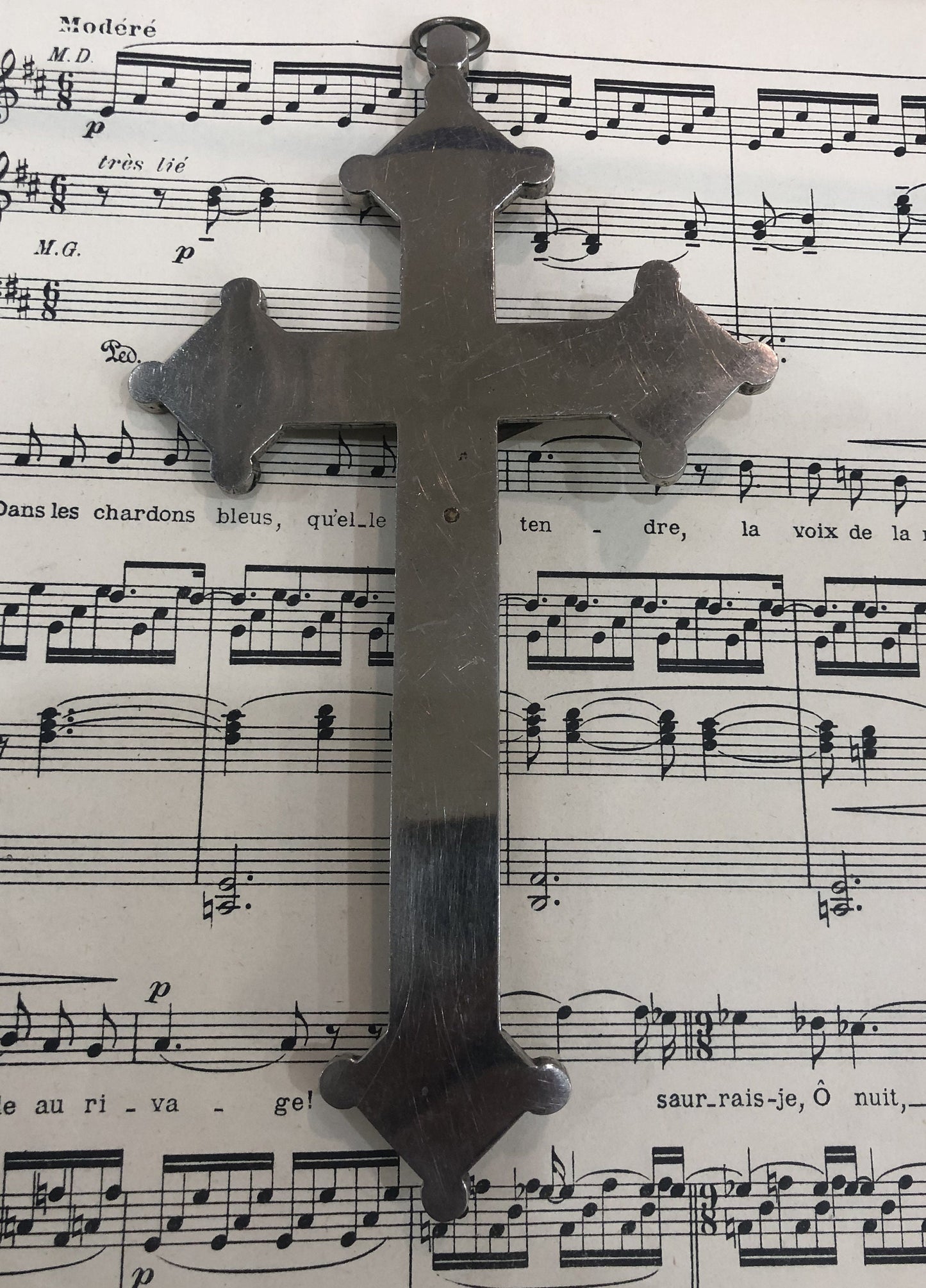 Large Antique Italian Micro Mosaic Micromosaic Cross Crucifix Bird Flowers c1900