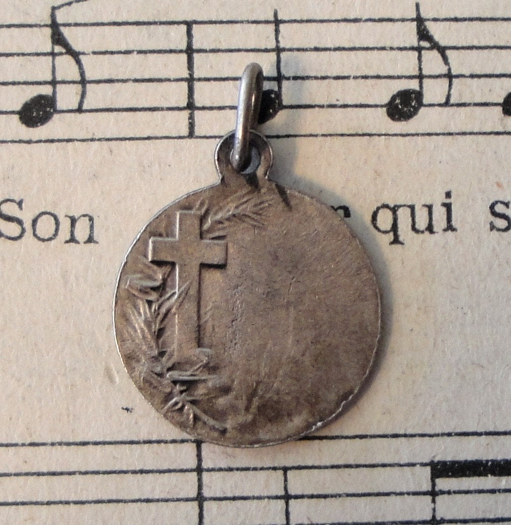Antique French Religious Medal St. Quirin Patron Saint of Soldiers / Animals c1940