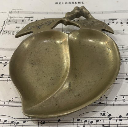 Antique French Brass Tray Fruit Leaf c1940