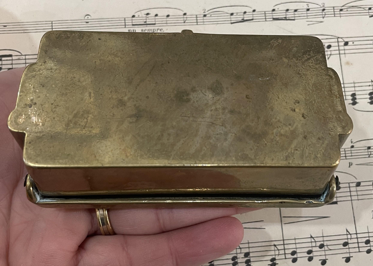 Antique French Brass Stamp Box c1920