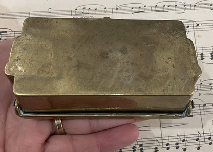 Antique French Brass Stamp Box c1920