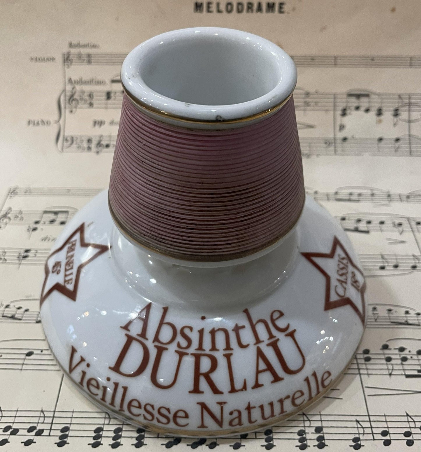 Vintage French Advertising Match Striker Holder Absinthe Durlau Ceramic Porcelain