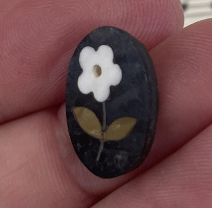 Antique Italian Pietra Dura Inlaid Stone Flower Plaque c1900