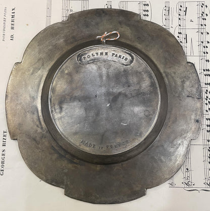 Antique French Art Nouveau Tray Plate Eiffel Tower Paris Monuments 1940