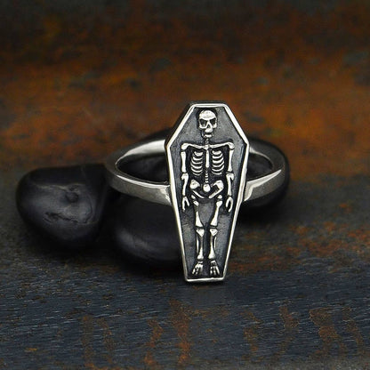 Sterling Silver Skeleton Coffin Ring: 8