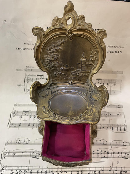 Rare Antique French Furniture Chair Drawer Jewelry Box c1900