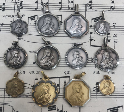 Vintage French St. Therese of Lisieux St Christopher Religious Medal c1960