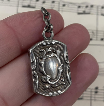 Antique French Sterling Silver Art Nouveau Pocket Watch Fob Charm Pendant c1900