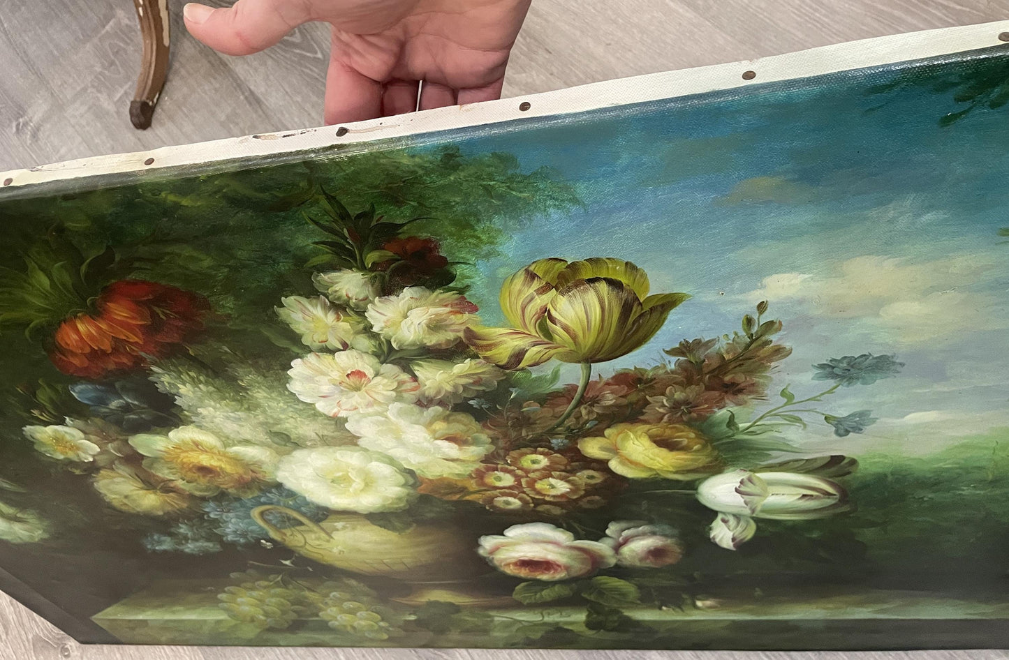 Rare Large Antique Flemish Oil on Canvas Still Life Painting Signed L. Van Hove c1940