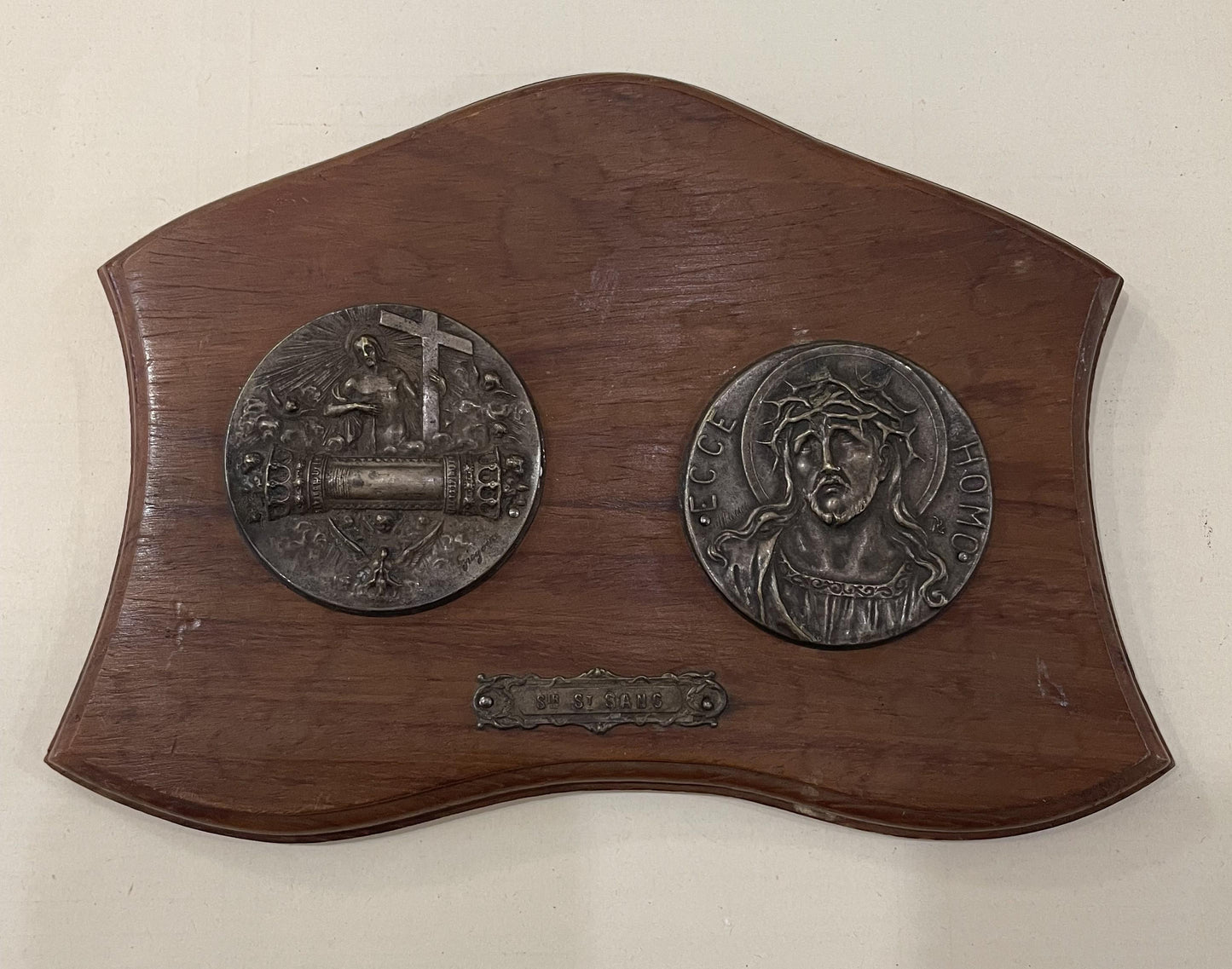 Rare Antique French Religious Plaque Holy Blood Jesus c1920