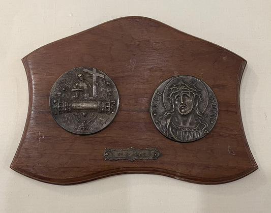 Rare Antique French Religious Plaque Holy Blood Jesus c1920