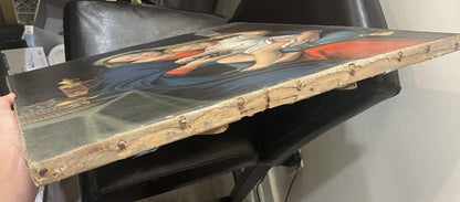 Rare Antique French Oil on Canvas Religious Painting The Virgin of the Grapes after Pierre MIGNARD c1830's