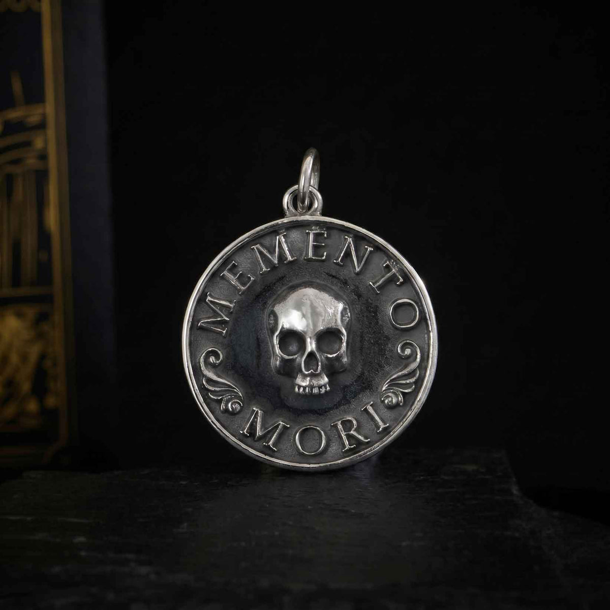 Memento Mori Skull Pendant 24x18mm: Sterling Silver