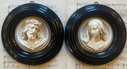 Rare Large French Antique Carved Plaster Jesus Signed Wall Icon c1854