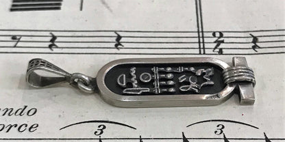 Vintage Egyptian Sterling Silver Hieroglyphs Cartouche Pendant