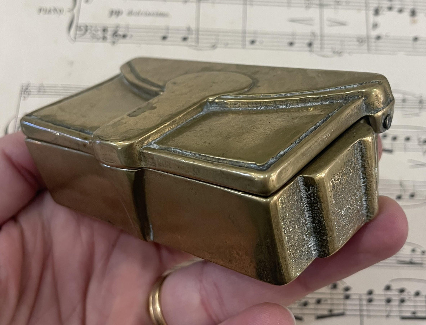 Antique French Brass Stamp Box c1920