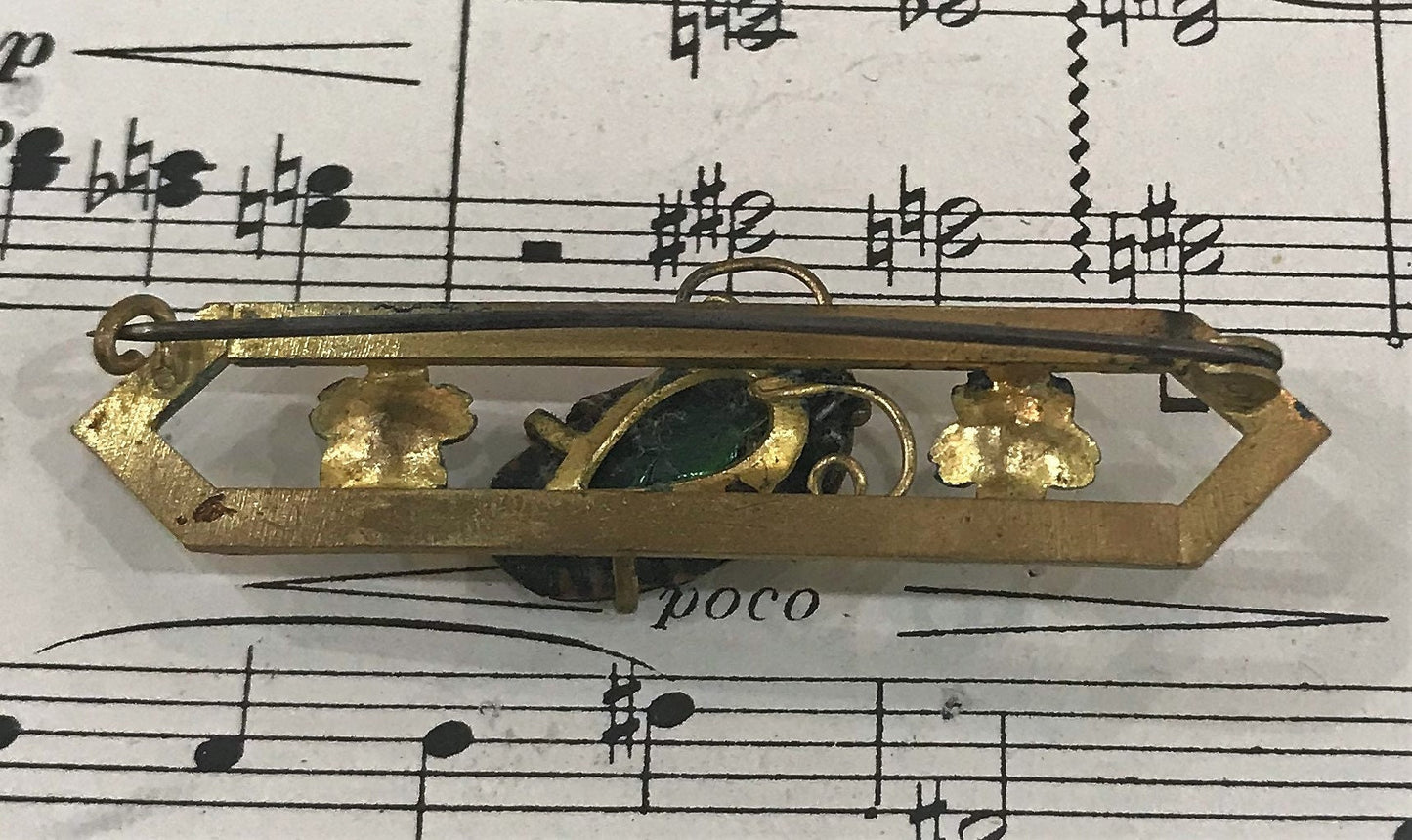 Rare Antique English Art Nouveau Real Scarab Brooch Pin c1900